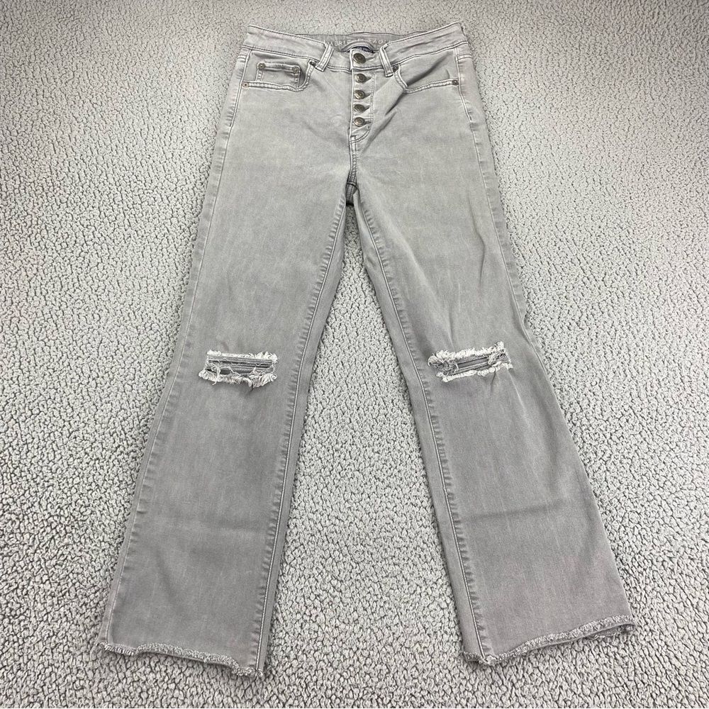 American Eagle Women's Distressed Hi-Rise Crop Flare Jeans  |  Size: 6 Regular
